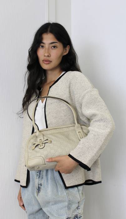Princy Boston Tasche aus GG-Leder in Beige Gucci