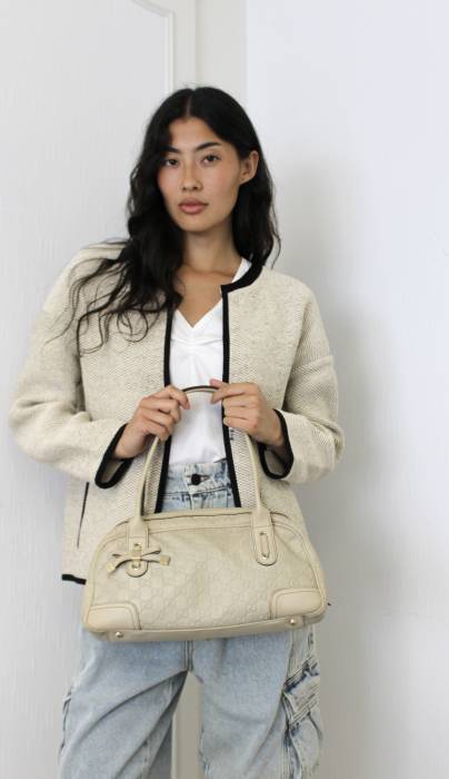 Princy Boston Tasche aus GG-Leder in Beige Gucci