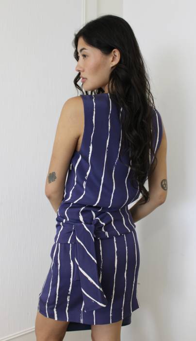 Kurzes Seidenkleid blau Balenciaga