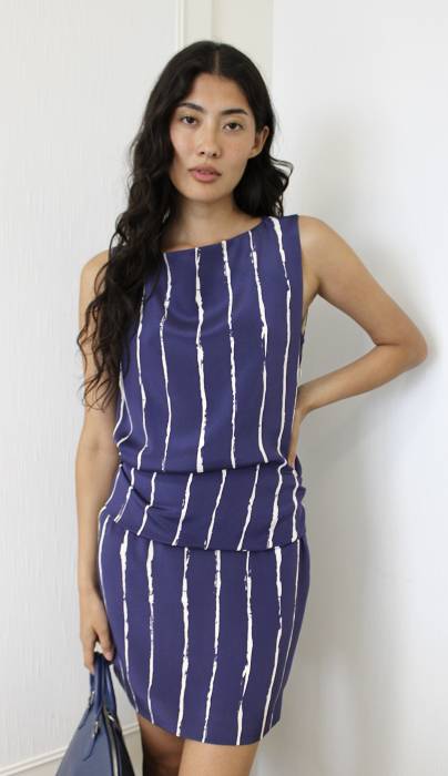 Kurzes Seidenkleid blau Balenciaga