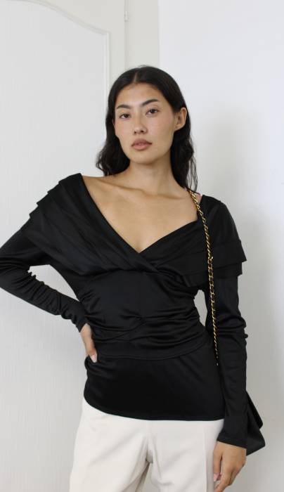 Haut noir en viscose satinée Dior