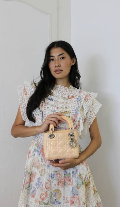 Mini Lady Dior in salmon patent leather Dior