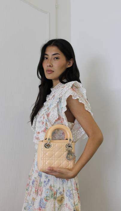 Mini Lady Dior in salmon patent leather Dior