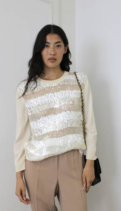 Oberteil aus Wolle und Pailletten Louis Vuitton