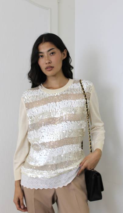 Oberteil aus Wolle und Pailletten Louis Vuitton