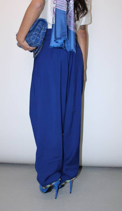 Pantalon en laine bleu Celine