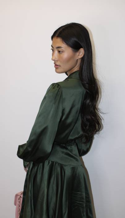 Robe portefeuille en soie verte Zimmermann