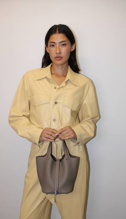 Sac Picotin 18 en cuir Clémence Étoupe Hermès