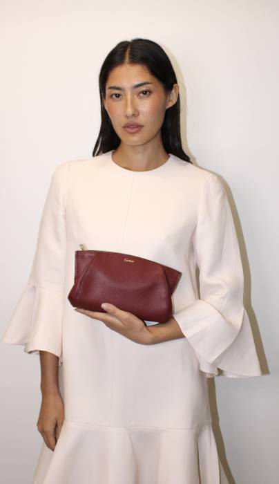 Pochette en cuir bordeaux Cartier