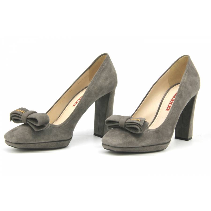 Grey suede heels