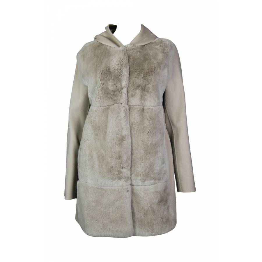 Weekend coat in wool and rabbit fur