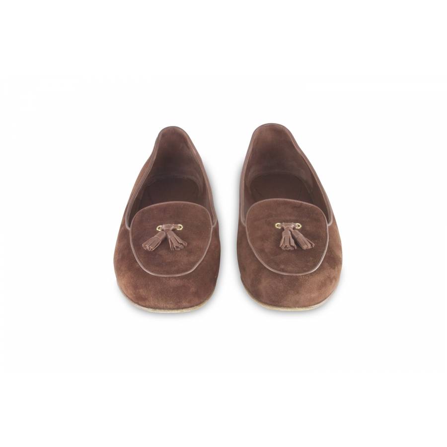 Camel suede loafers