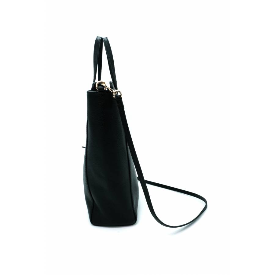 Handtasche aus genarbtem Leder in Schwarz