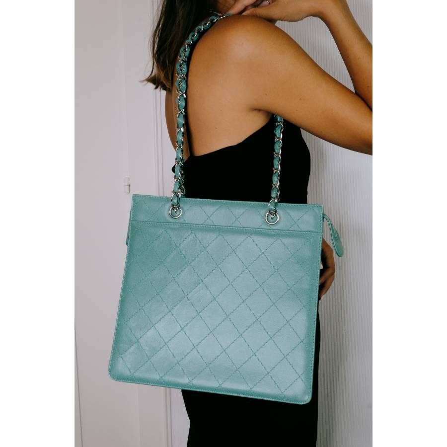 Blue leather Chanel handbag