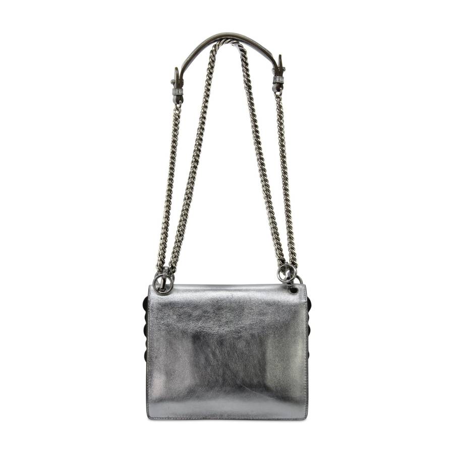 Silver leather crossbody bag