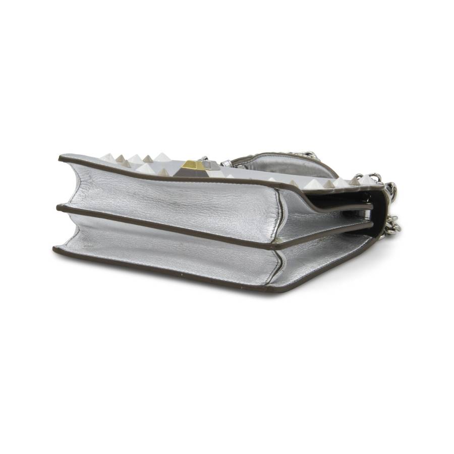 Silver leather crossbody bag