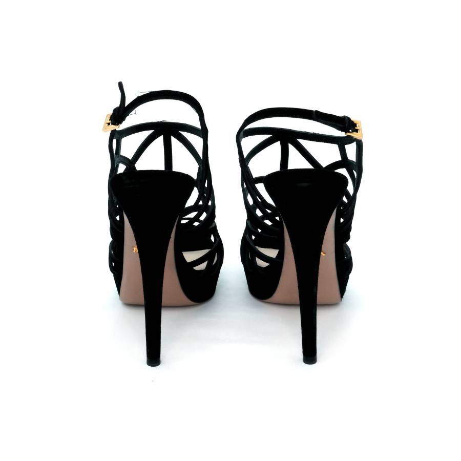 Black suede heel sandals