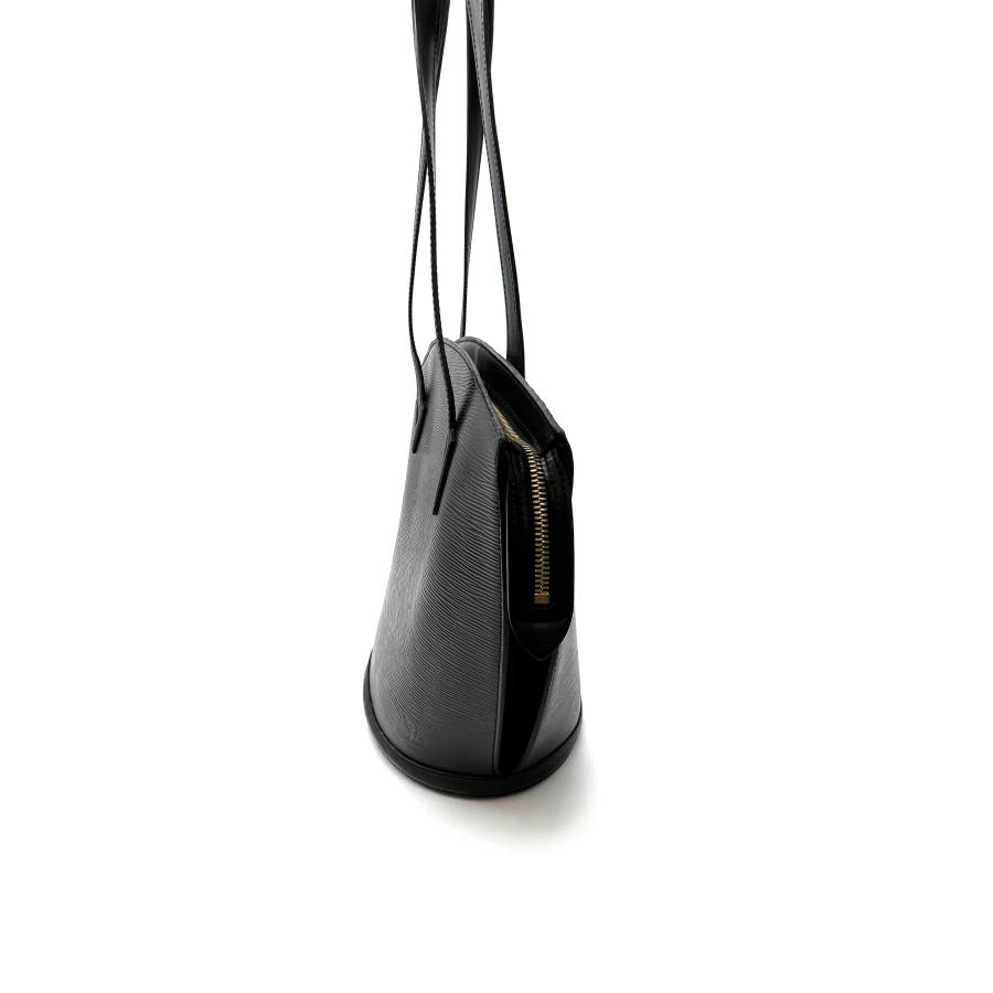 Louis Vuitton leather handbag black herringbone
