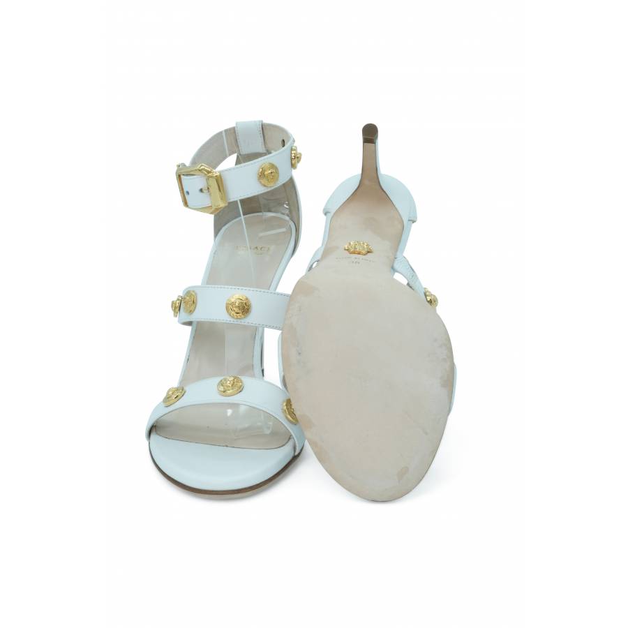 Versace white heel sandals