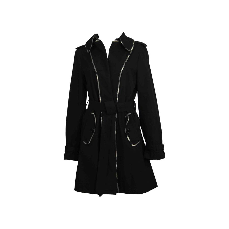 Schwarzer Mantel aus Leinen und Baumwolle