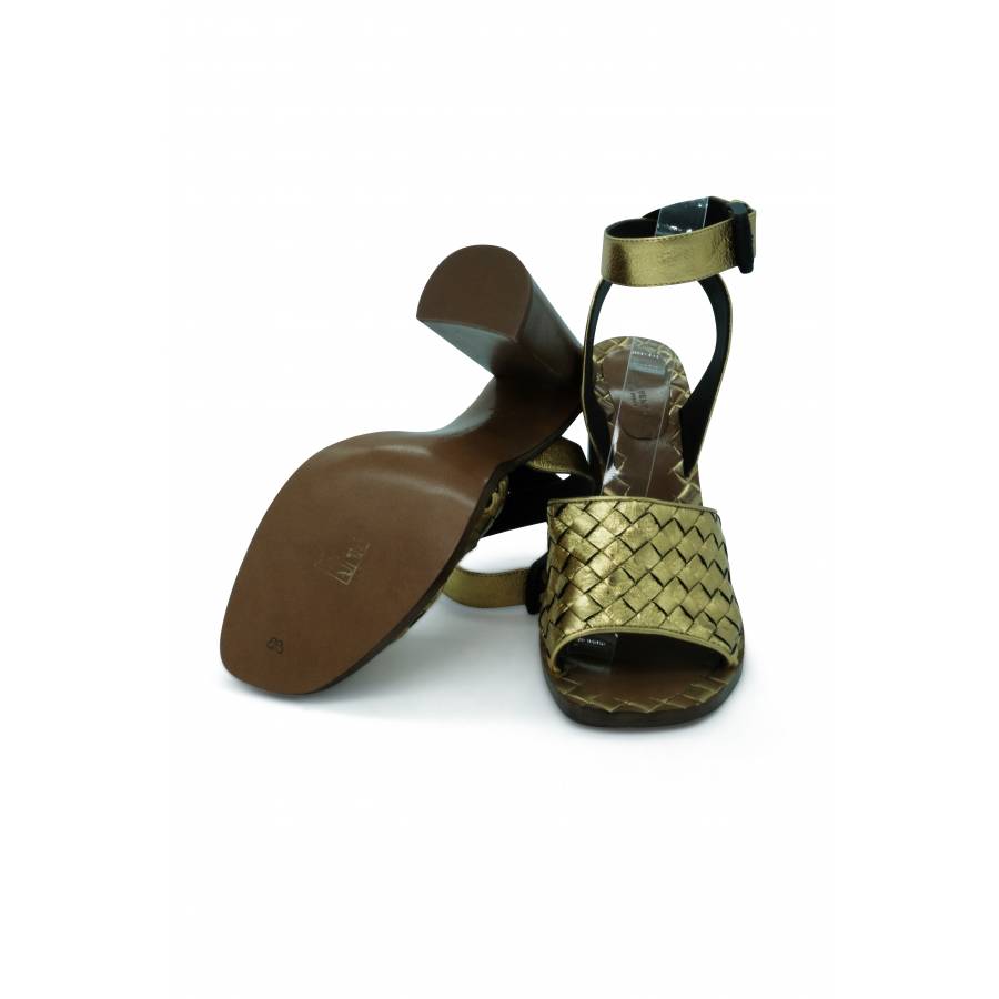 Bottega Veneta gold heel sandals