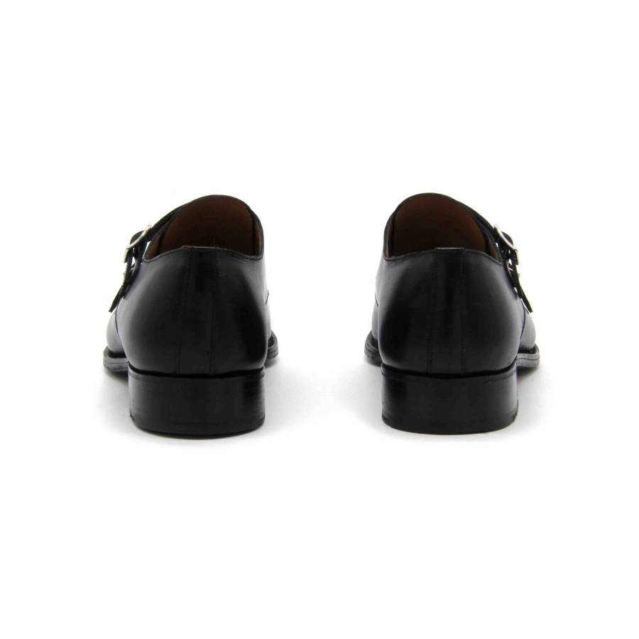 Black Leather Double Buckle Derby