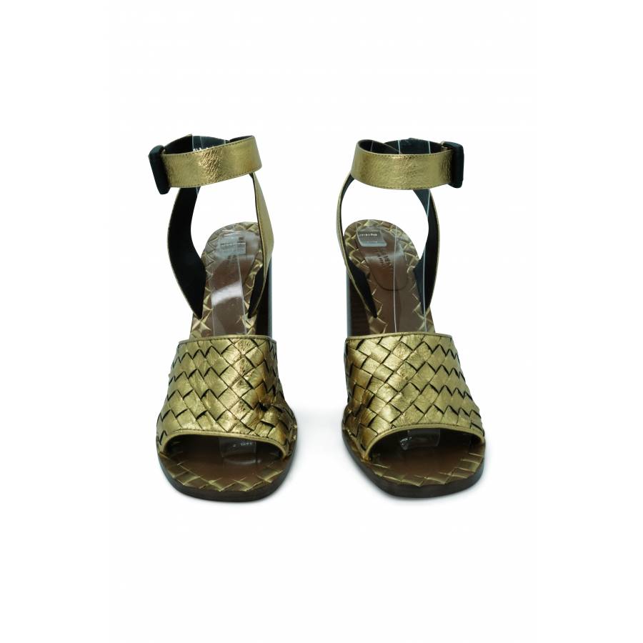 Bottega Veneta gold heel sandals