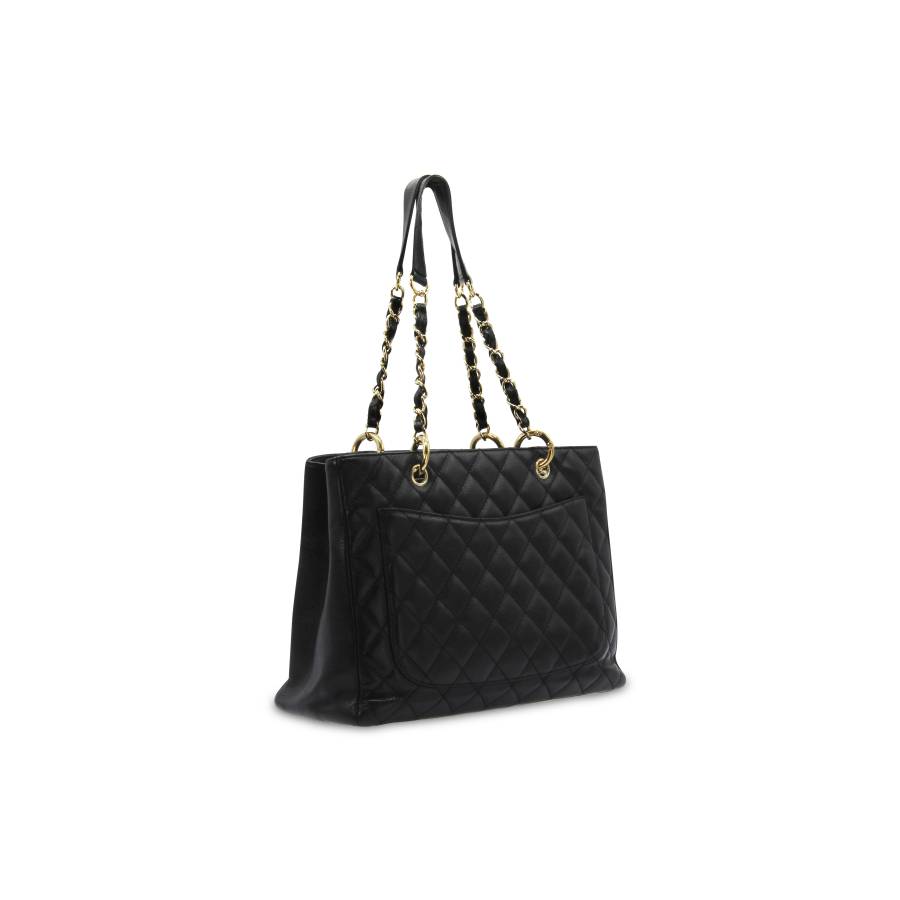 Black grained leather tote bag