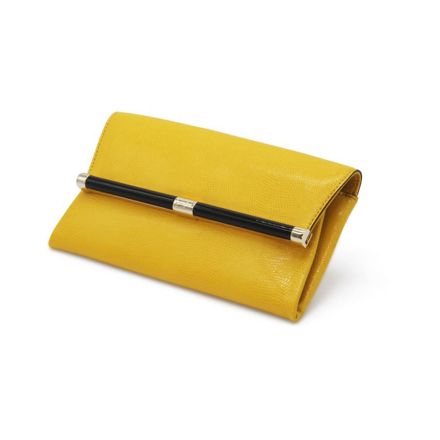 Yellow leather pouch