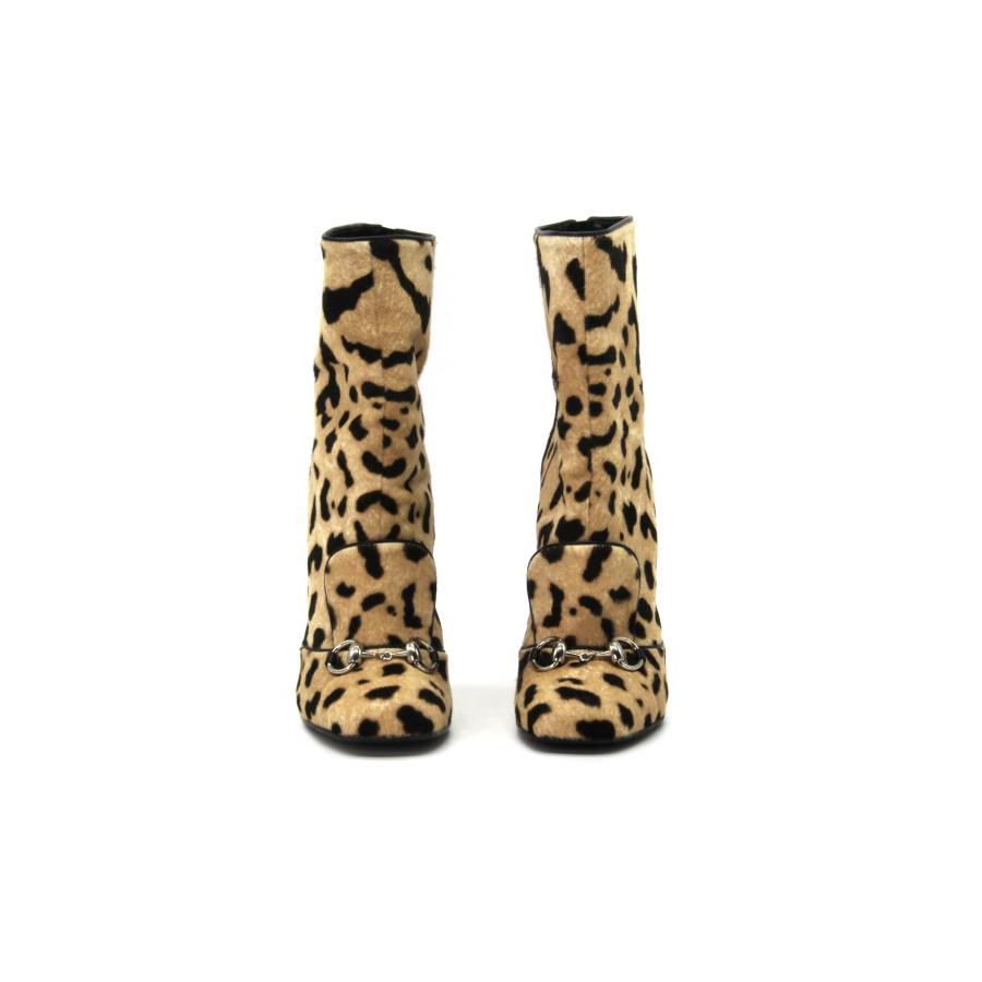 Gucci leopard heel boots