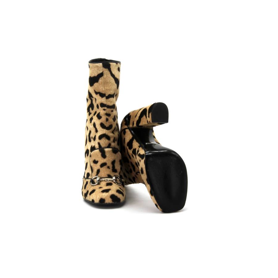 Gucci leopard heel boots