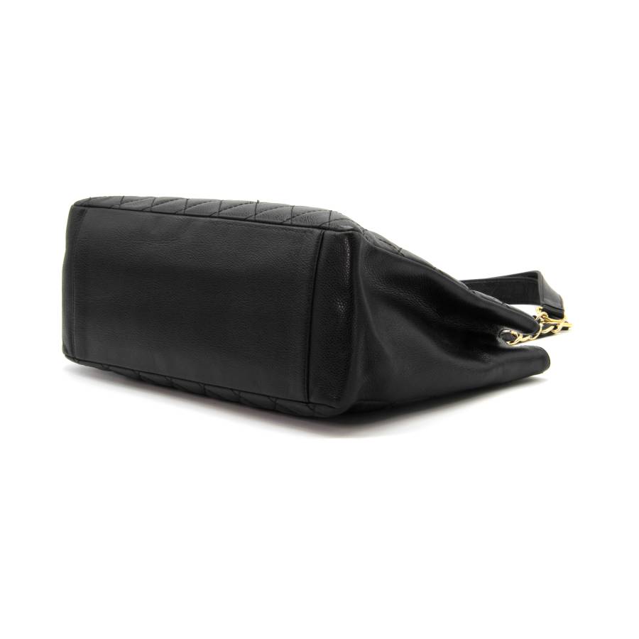 Cabas-Tasche aus genarbtem Leder schwarz