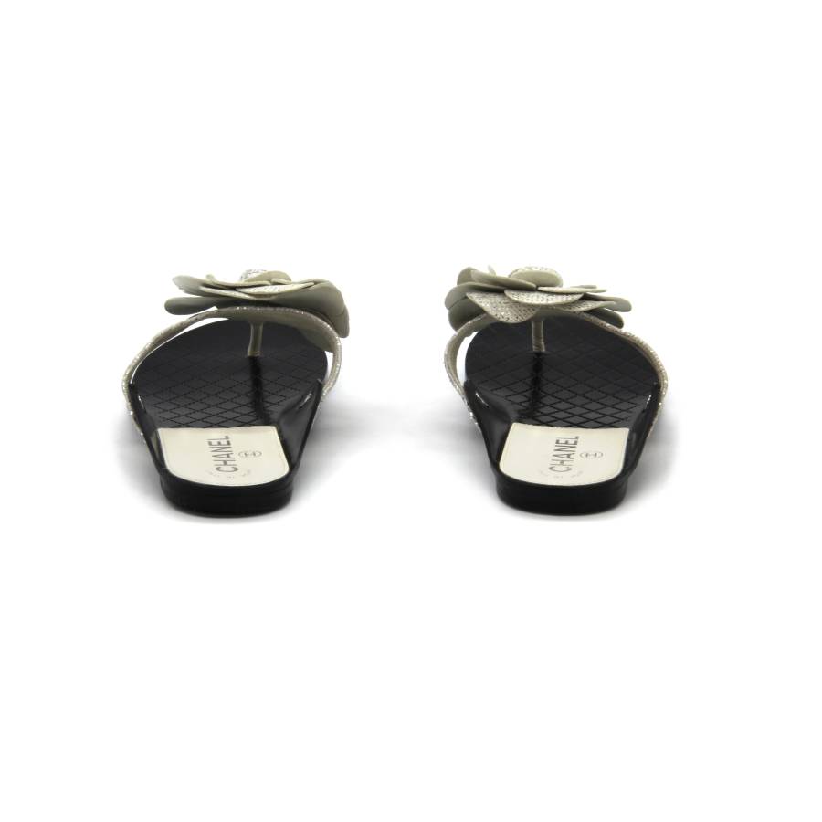 Chanel black and silver sandals