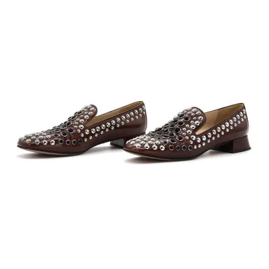 Prada brown leather loafers