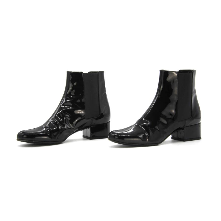 Black patent leather boots