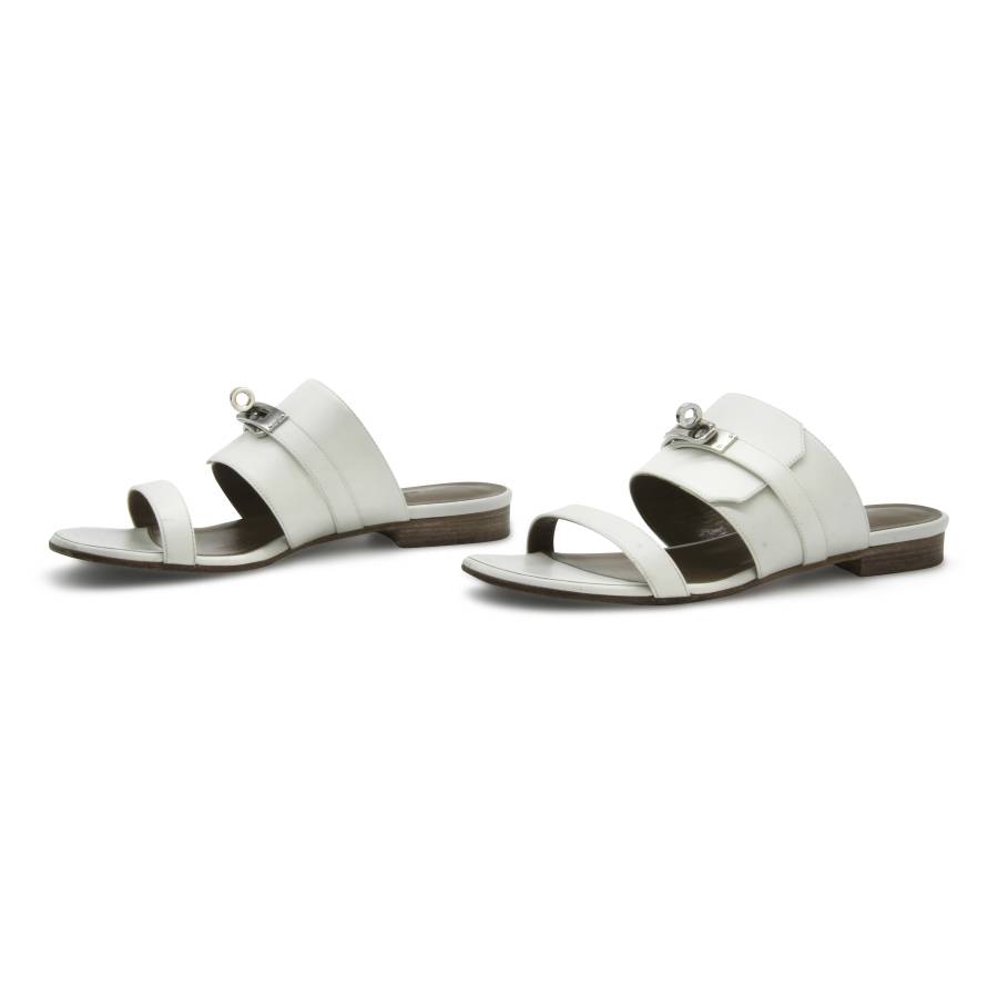 White leather Hermes sandals