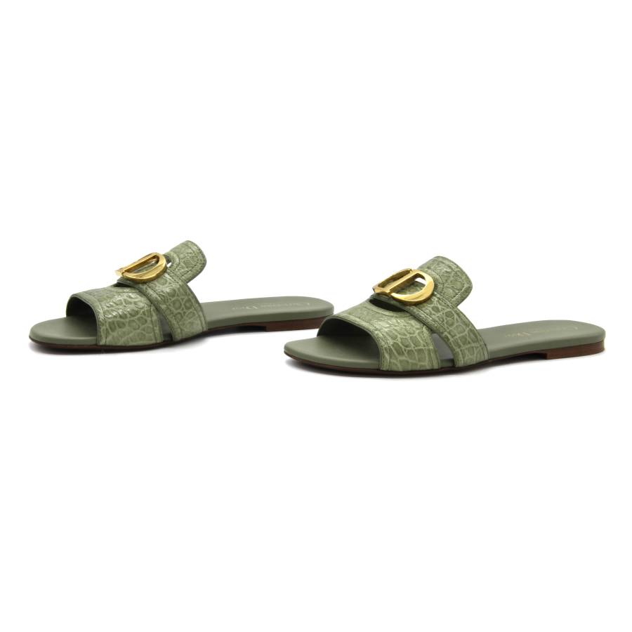 Dior green exotic leather sandals
