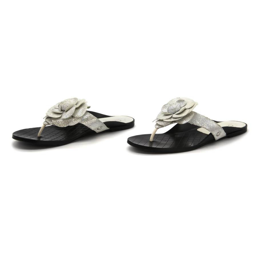 Chanel black and silver sandals
