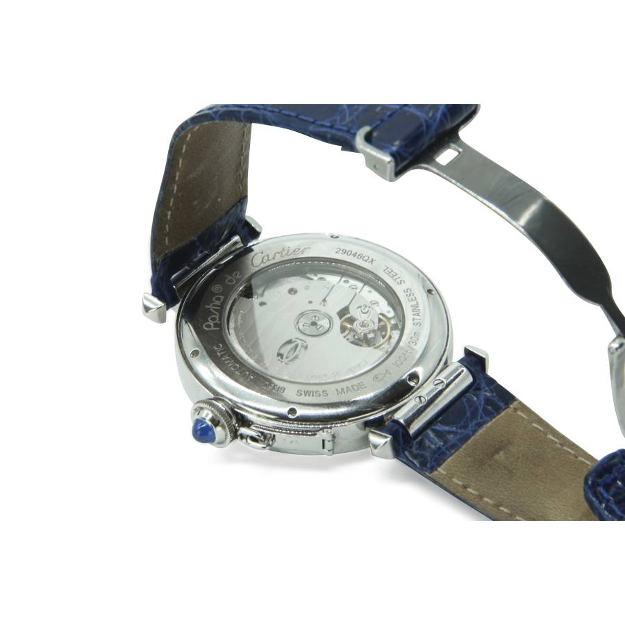 Cartier-Uhr silber und blau