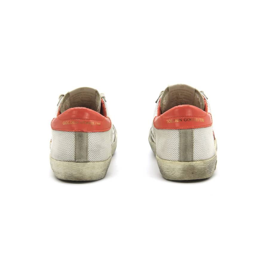 Golden Goose orange and silver sneakers