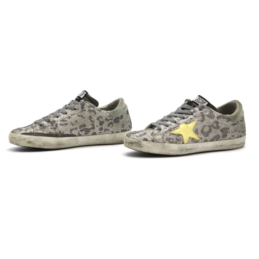 Golden Goose silver leopard sneakers