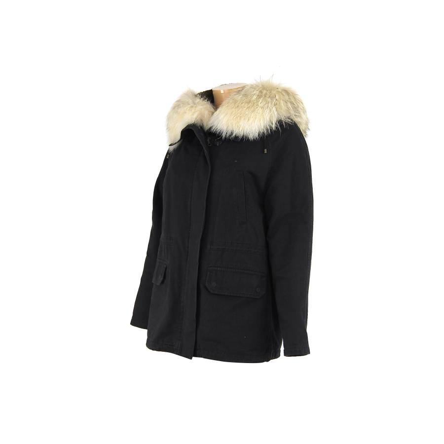 Navy blue coat with fur