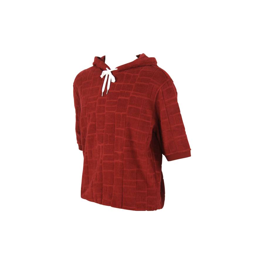 Tee-shirt à capuche en coton rouge