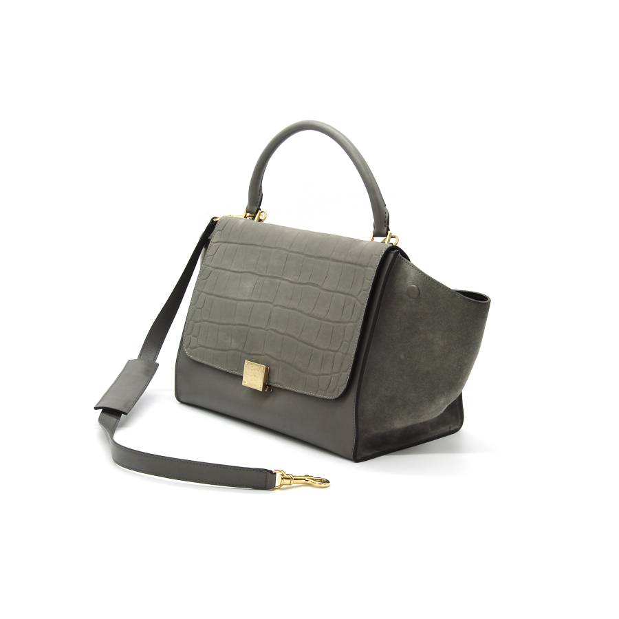 Celine bag in grey leather and crocodile effect