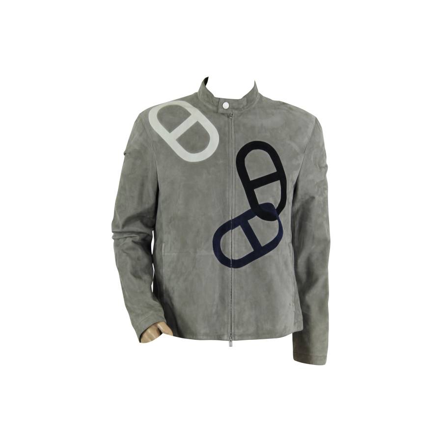 Hermès-Jacke aus grauem Wildleder