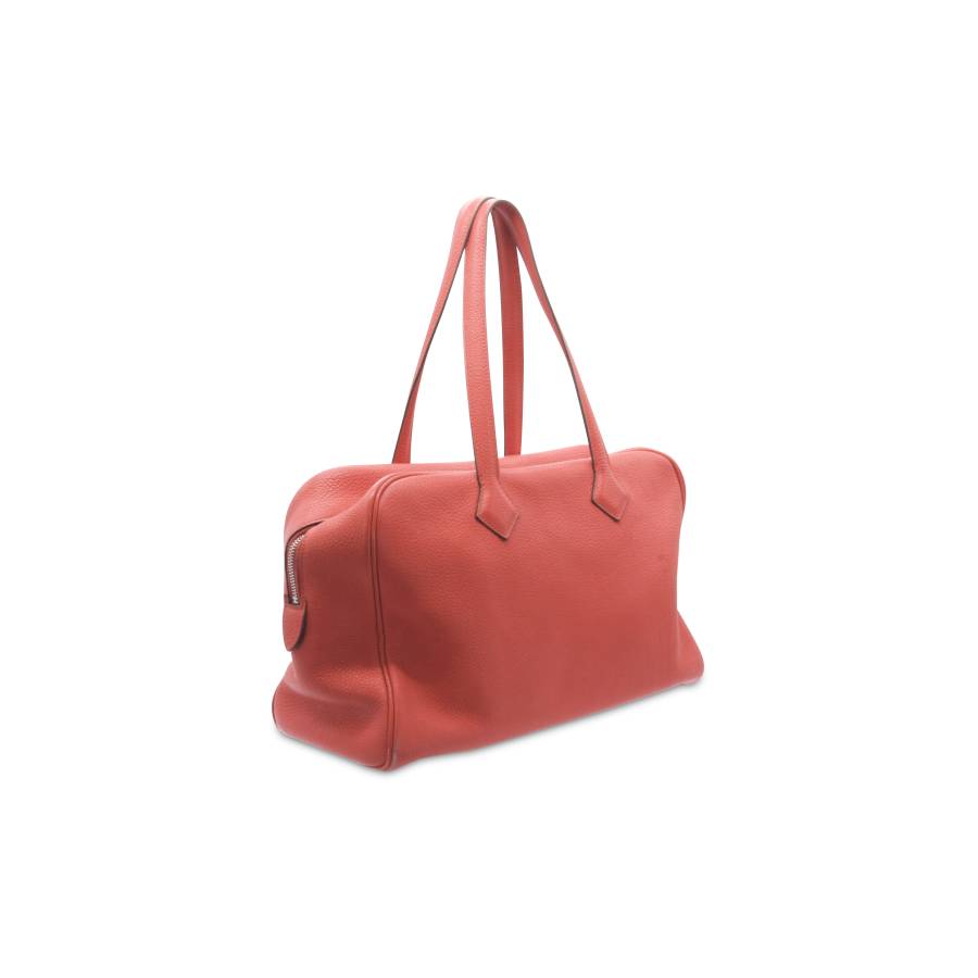 Hermes Victoria bag in coral leather