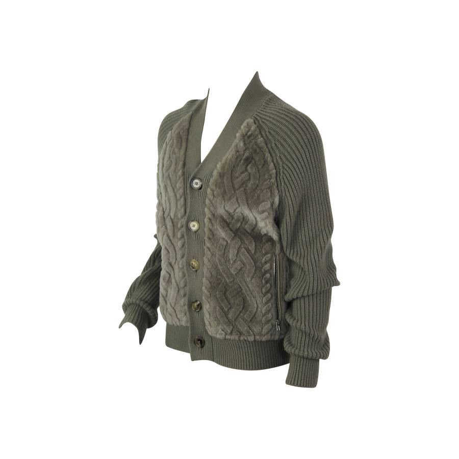 Strickjacke aus Wolle in Taupe