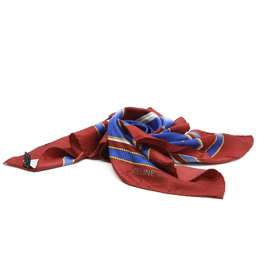 Foulard en soie bleu et rouge