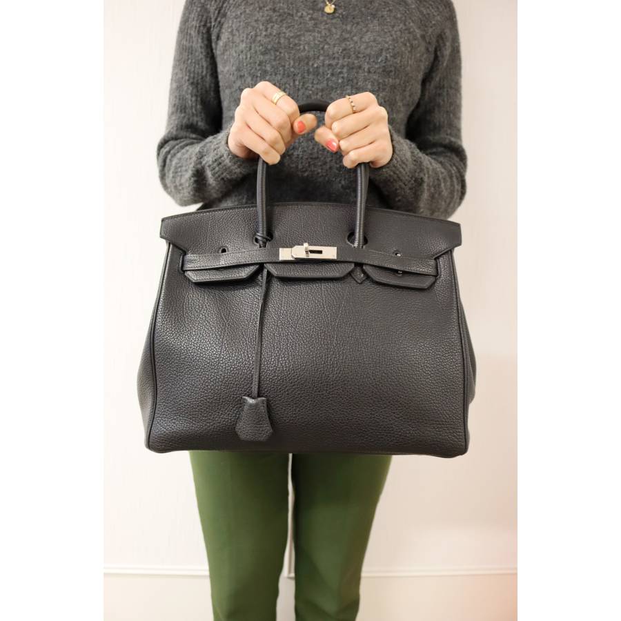 Hermès Birkin 35 Tasche aus schwarzem Togo-Leder