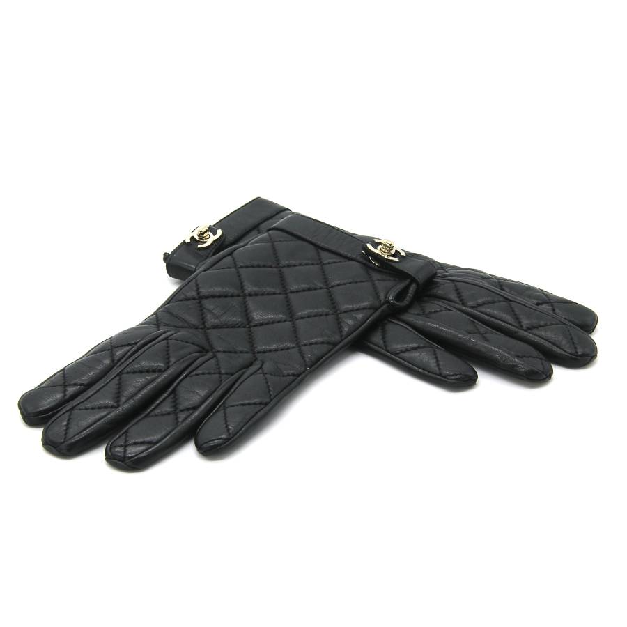 Chanel Handschuhe aus schwarzem Leder